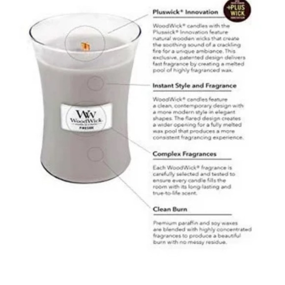 WoodWick White Teak Medium 9.7oz Hourglass Candle Crackles As It Burns NEW - Picture 5 of 8